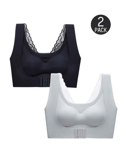 Women's Seamless Push-Up Front Button Back Lace Bra