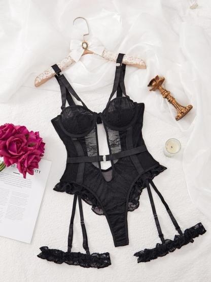 Christmas Sexy Embroidered Lingerie Set, High-Quality Comfortable Transparent Bra, Slim-Fit Adjustable Straps, All Seasons Wear, Lace Lingerie Set