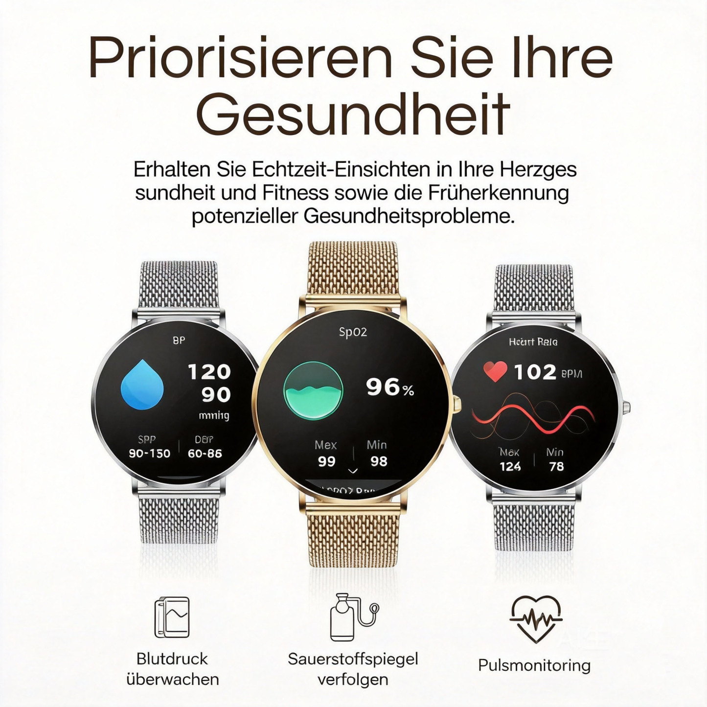 Ultradünne Smartwatch für den Alltag – Gesundheit, Fitness & smarte Kommunikation