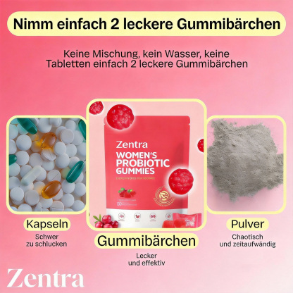 Zentra Cranberry Probiotic Gummies für Zyklus, Hormone & Fruchtbarkeit