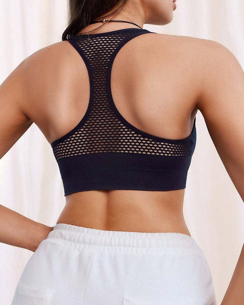 Women's Zipper Padded Seamless Elastic Sports Bra
