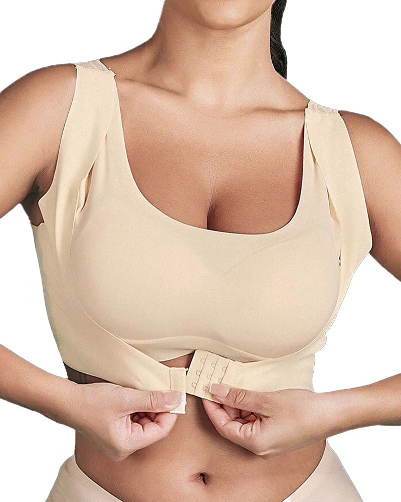 Women's Seamless Push-Up Front Button Back Lace Bra