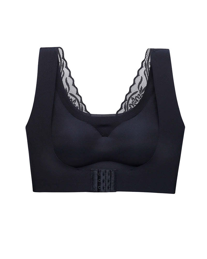 Women's Seamless Push-Up Front Button Back Lace Bra