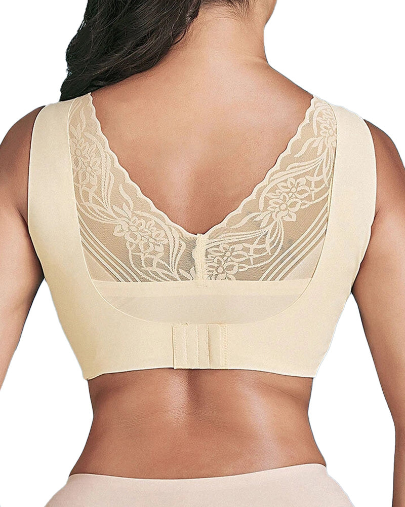 Women's Seamless Push-Up Front Button Back Lace Bra