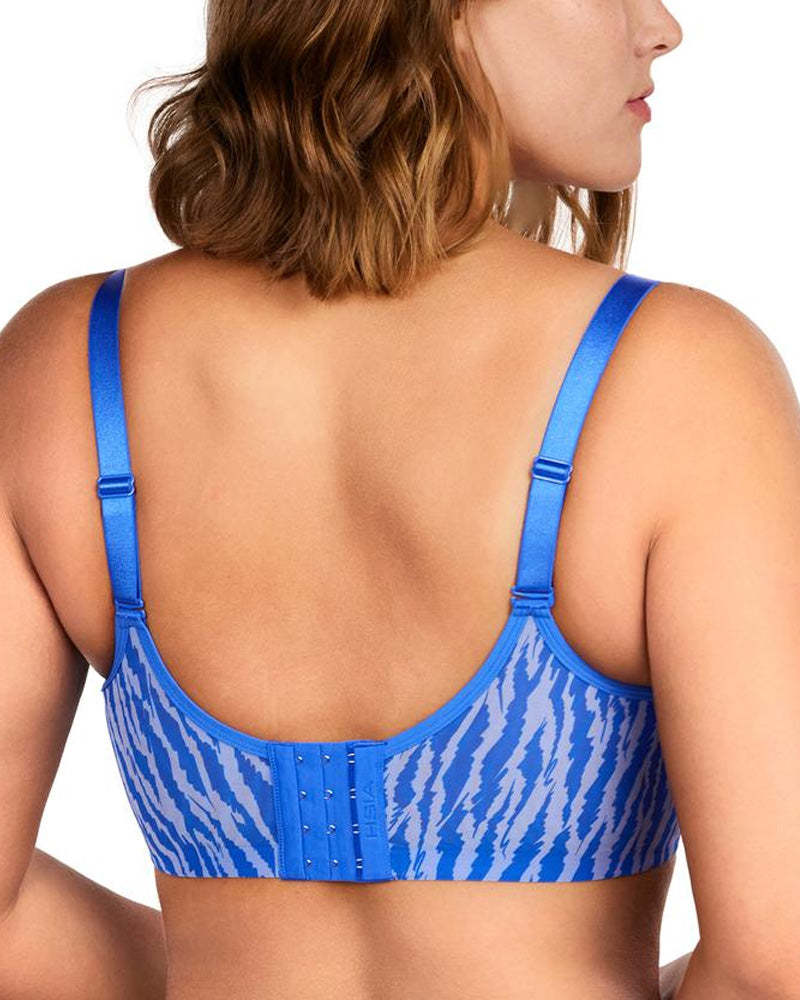 Zebra Print Sheer Mesh Deep V Half Cup Adjustable Wide Strap Bra