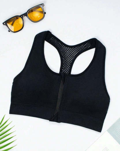 Women's Zipper Padded Seamless Elastic Sports Bra