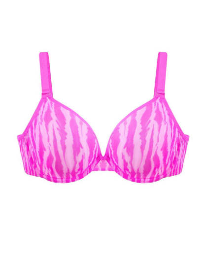 Zebra Print Sheer Mesh Deep V Half Cup Adjustable Wide Strap Bra