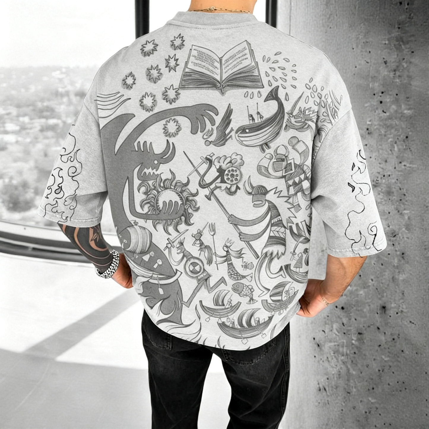 High-quality unisex "SÉCULO PERDIDO" vintage washed T-shirt