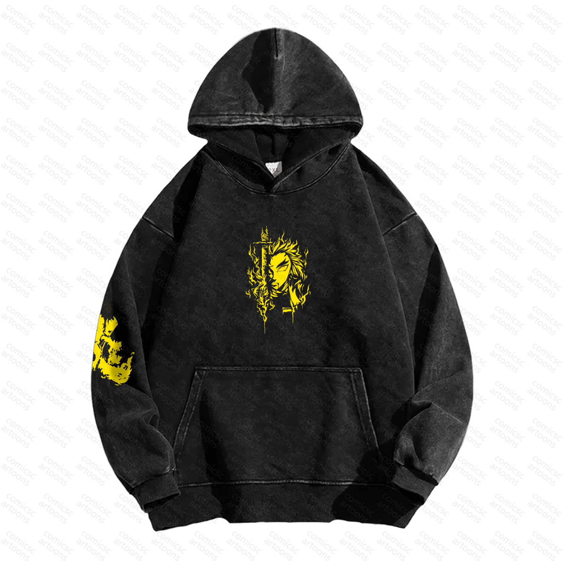 Unisex Graphic Streetwear Vintage Plush Washed  Hoodie| KNY