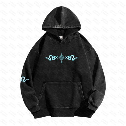 Unisex Graphic Streetwear Vintage Plush Washed  Hoodie| KNY