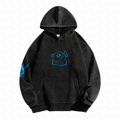 Unisex Graphic Streetwear Vintage Plush Washed  Hoodie| KNY
