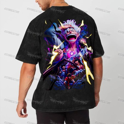 Unisex Anime Inspired Vintage Washed T-Shirt