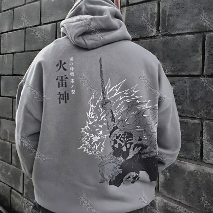 Unisex Anime Graphic Streetwear Vintage Washed Hoodie