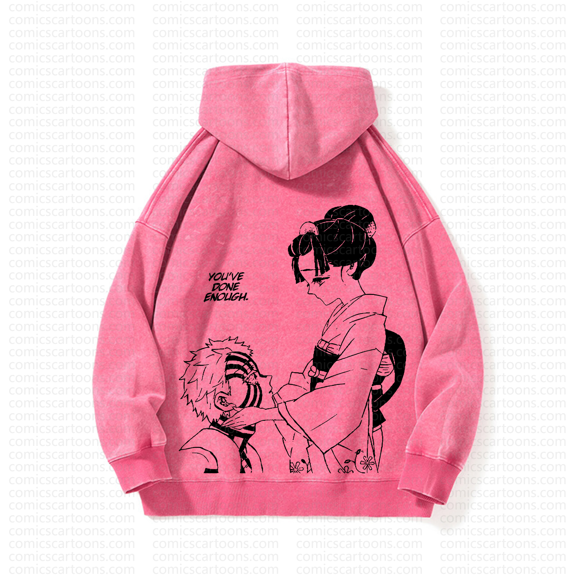Unisex Anime Graphic Streetwear Vintage Washed Hoodie