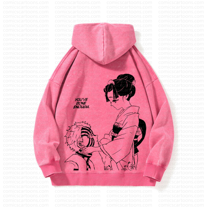 Unisex Anime Graphic Streetwear Vintage Washed Hoodie