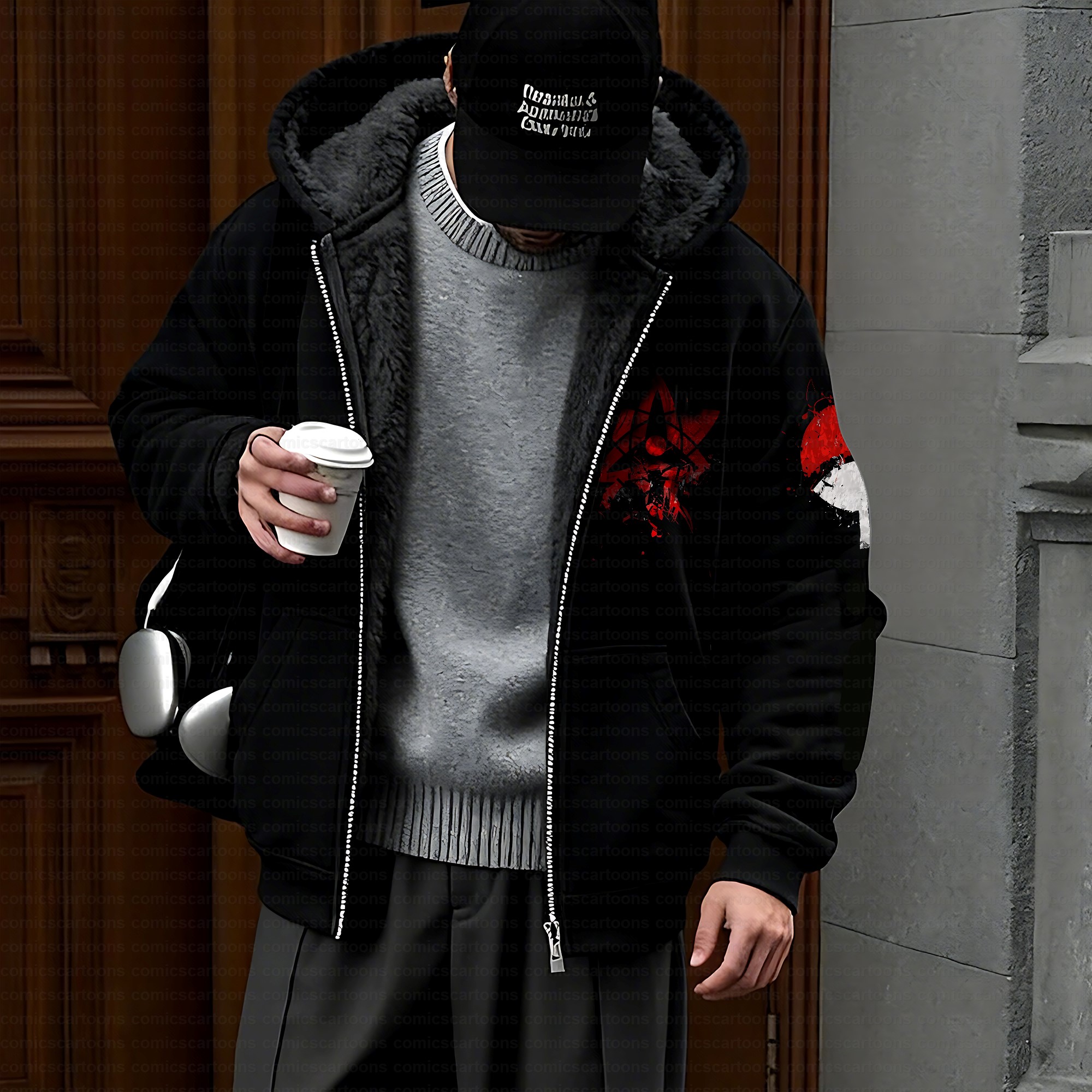 Unisex Graphic Streetwear Vintage Zipper Cardigan Plush Hoodie