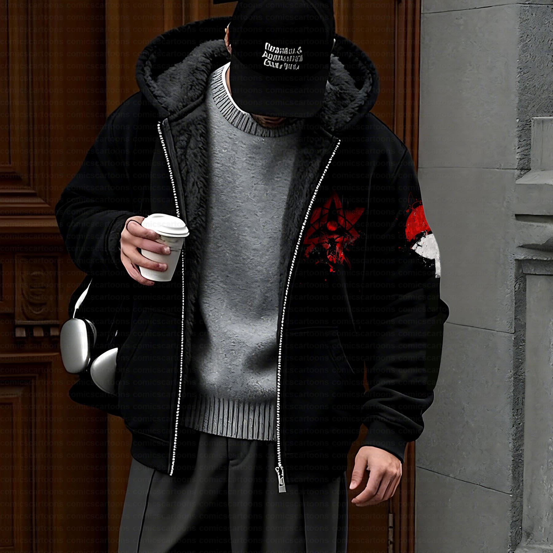 Unisex Graphic Streetwear Vintage Zipper Cardigan Plush Hoodie