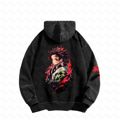 Unisex Graphic Streetwear Vintage Plush Washed  Hoodie| KNY