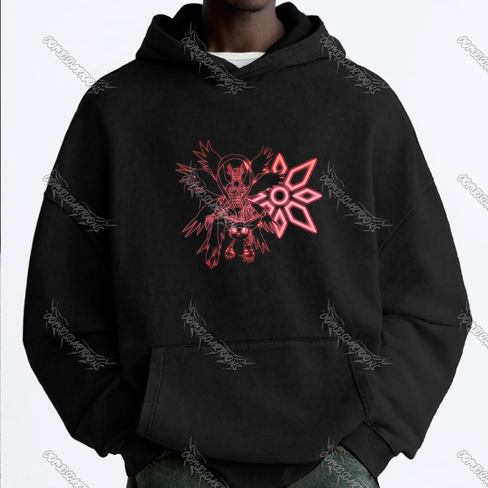 Vintage 3D Direct Inkjet Printed Washed Unisex Plush Hoodie
