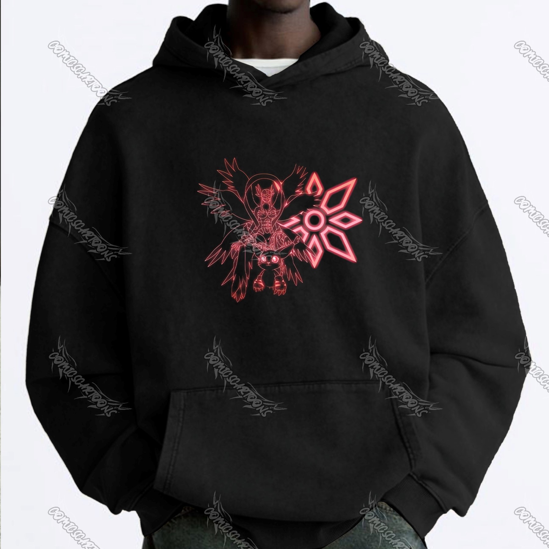 Vintage 3D Direct Inkjet Printed Washed Unisex Plush Hoodie