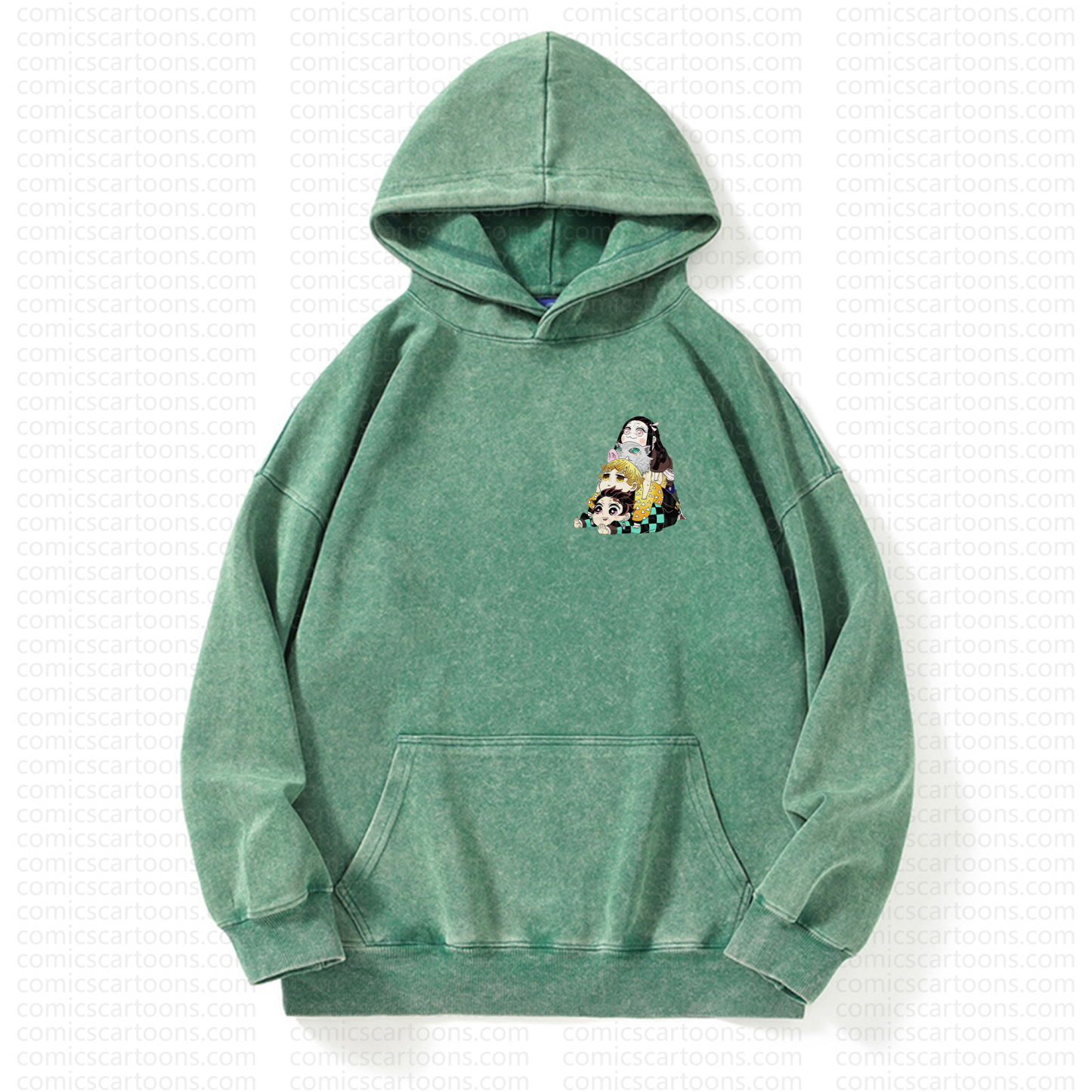 Unisex Anime Graphic Streetwear Vintage Washed Hoodie