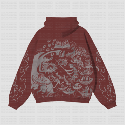 Unisex Anime Pattern Street Retro Plush Hoodie