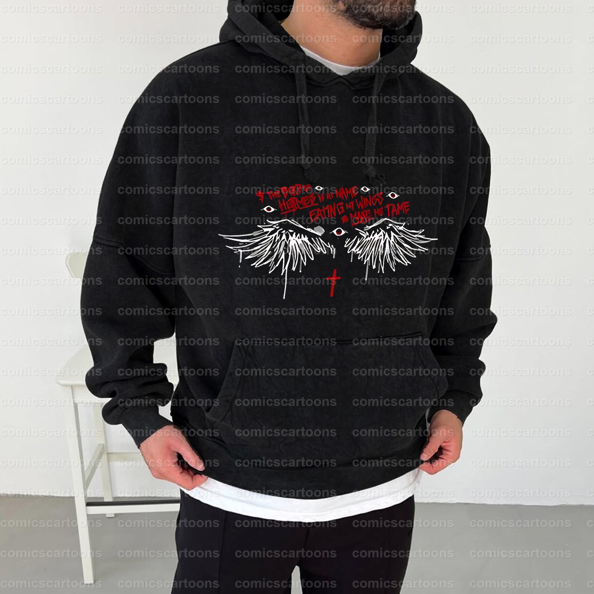 Vintage 3D Direct Inkjet Printed Washed Unisex Plush Hoodie