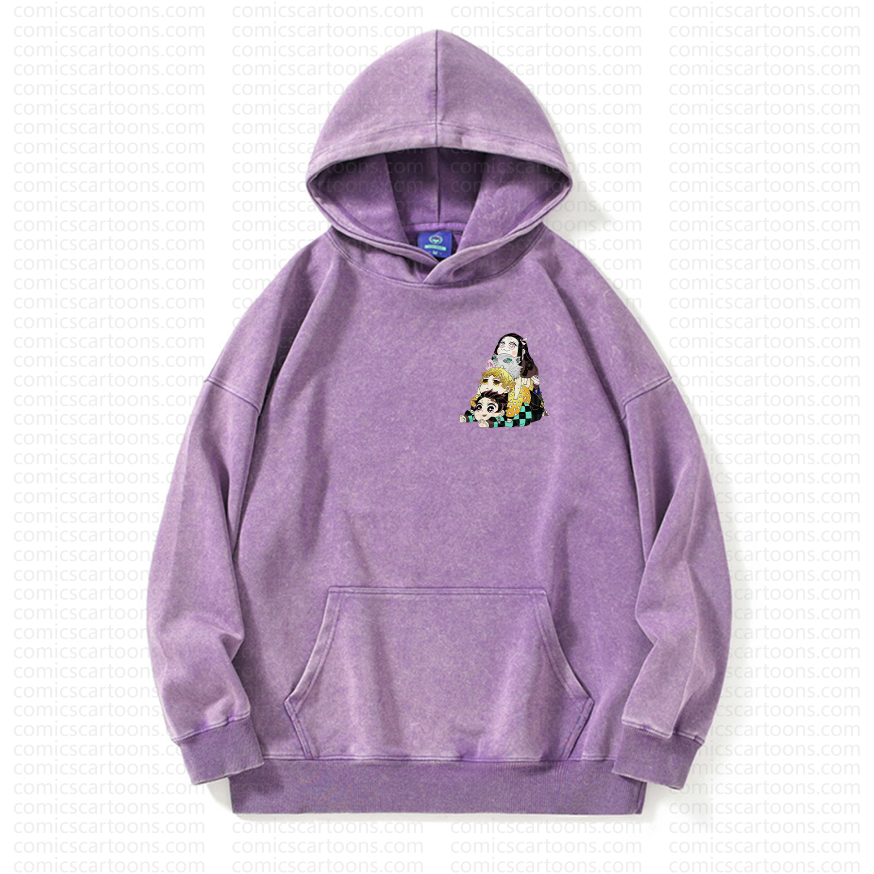 Unisex Anime Graphic Streetwear Vintage Washed Hoodie