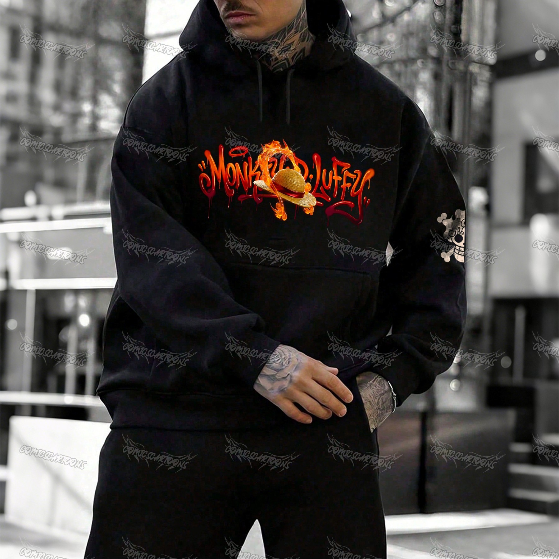 Plus Velvet Unisex Anime Graphic Streetwear Vintage Hoodie