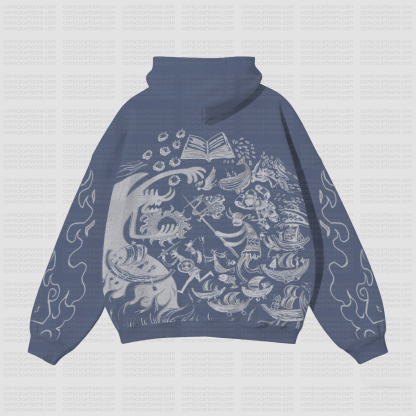 Unisex Anime Pattern Street Retro Plush Hoodie