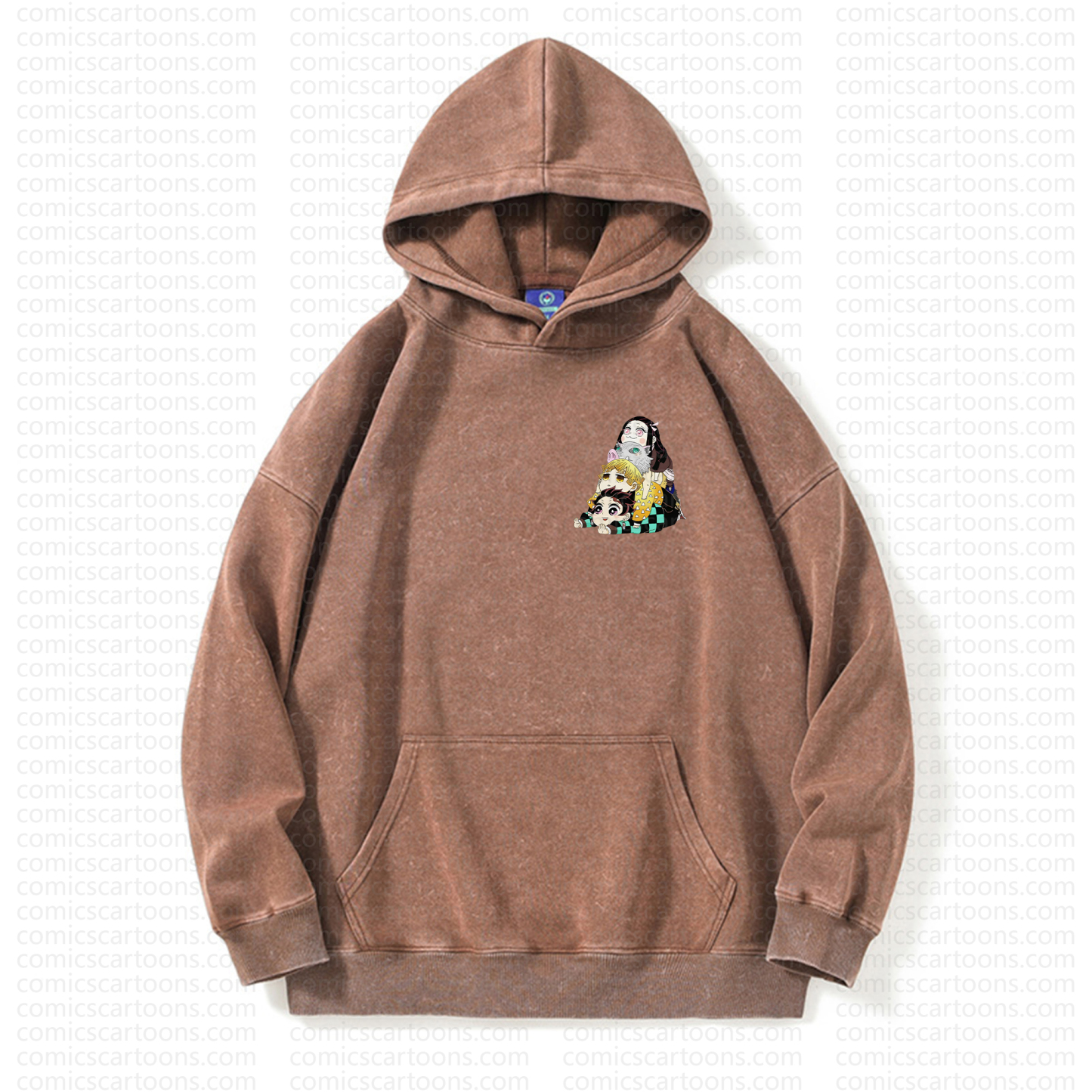 Unisex Anime Graphic Streetwear Vintage Washed Hoodie