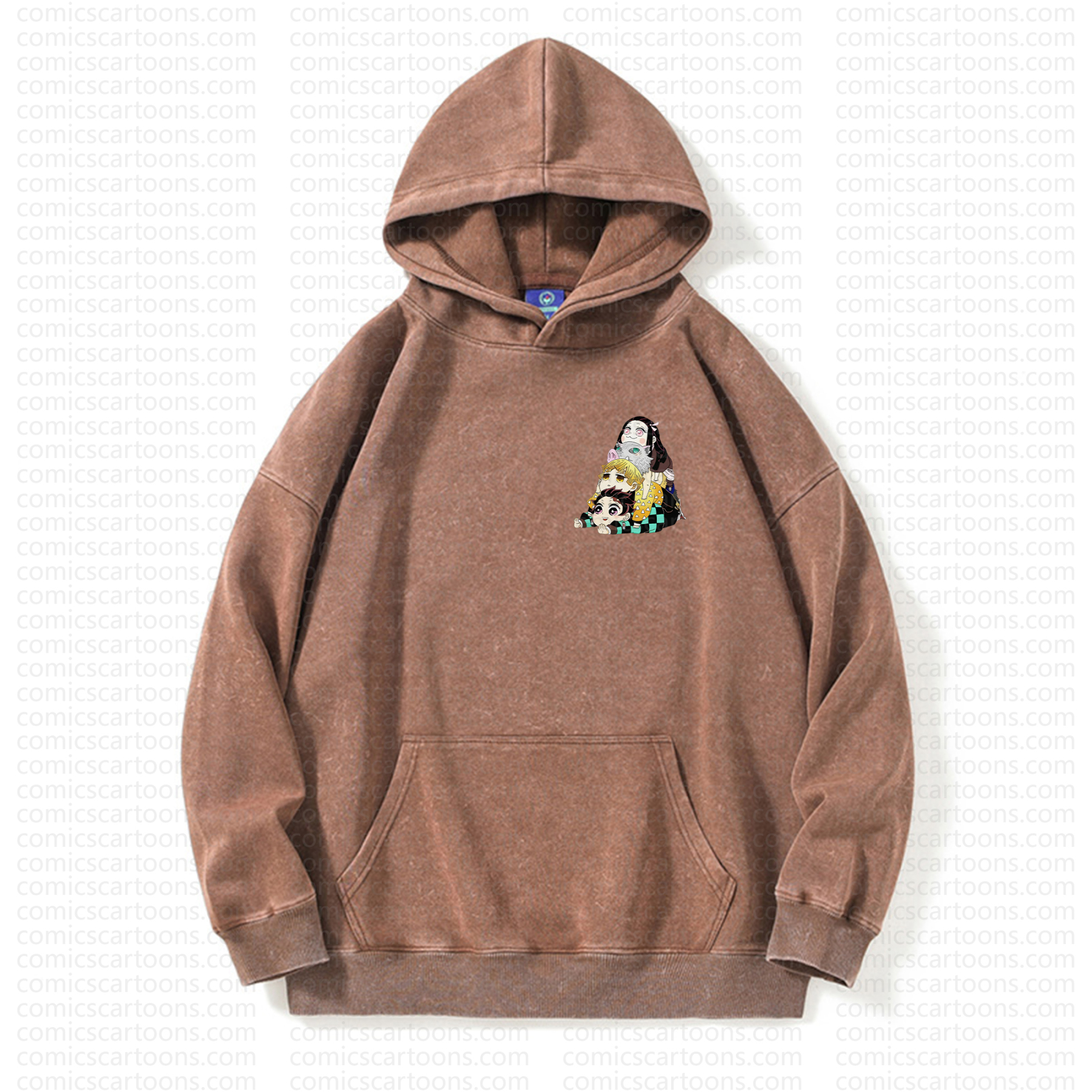 Unisex Anime Graphic Streetwear Vintage Washed Hoodie