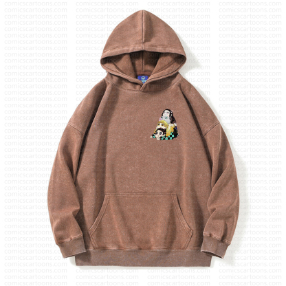 Unisex Anime Graphic Streetwear Vintage Washed Hoodie