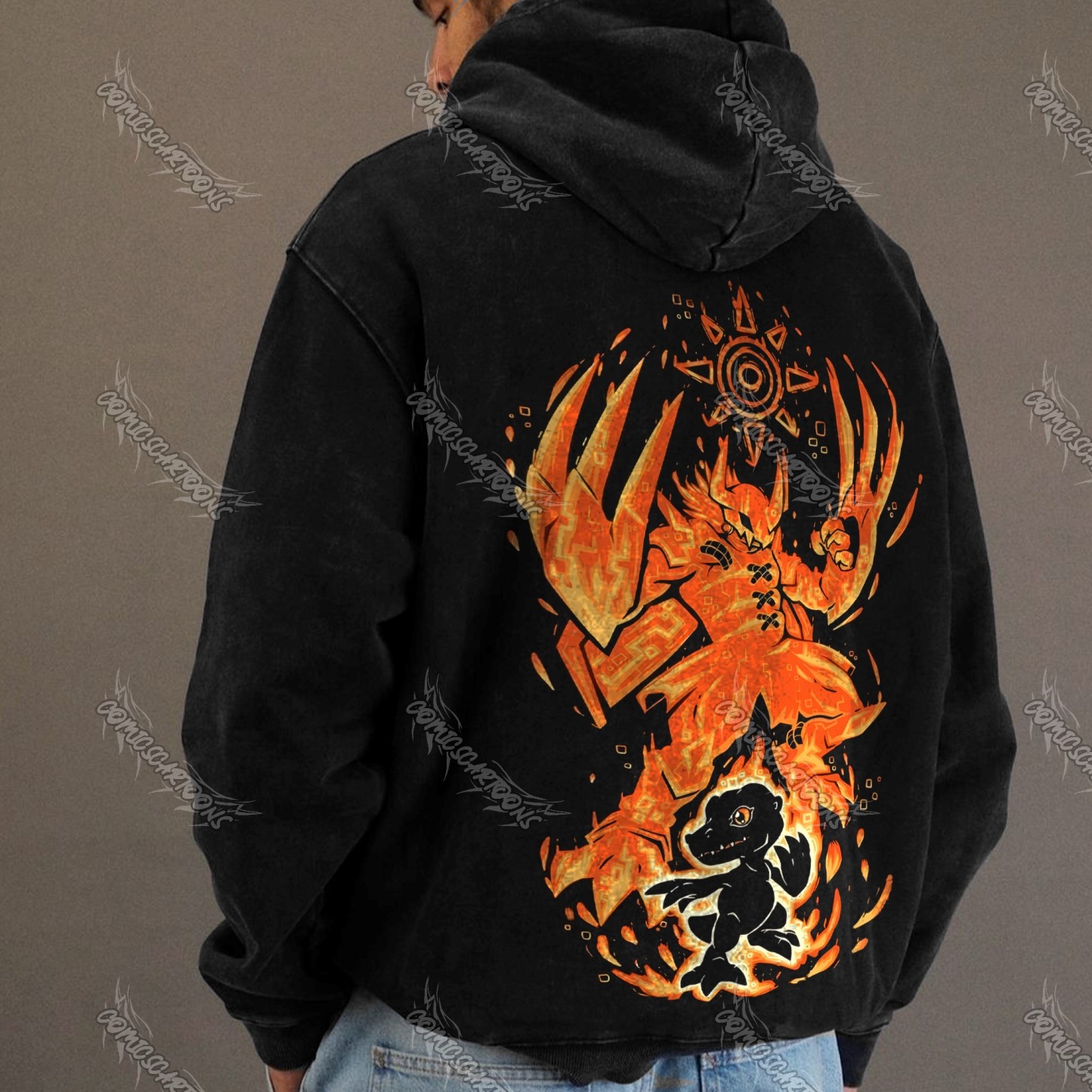 Vintage 3D Direct Inkjet Printed Washed Unisex Plush Hoodie