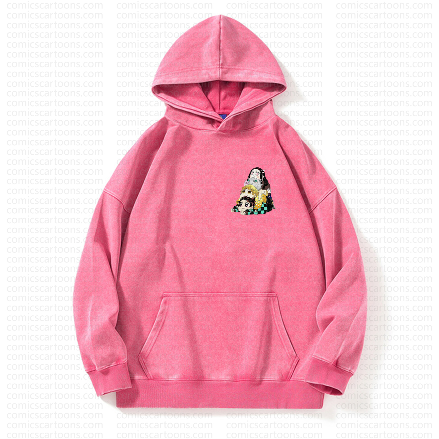 Unisex Anime Graphic Streetwear Vintage Washed Hoodie