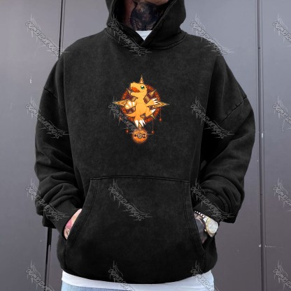 Vintage 3D Direct Inkjet Printed Washed Unisex Plush Hoodie