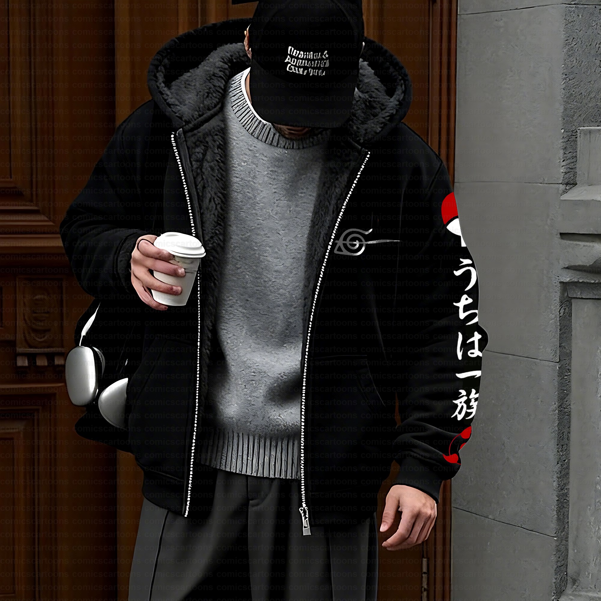 Unisex Graphic Streetwear Vintage Zipper Cardigan Plush Hoodie