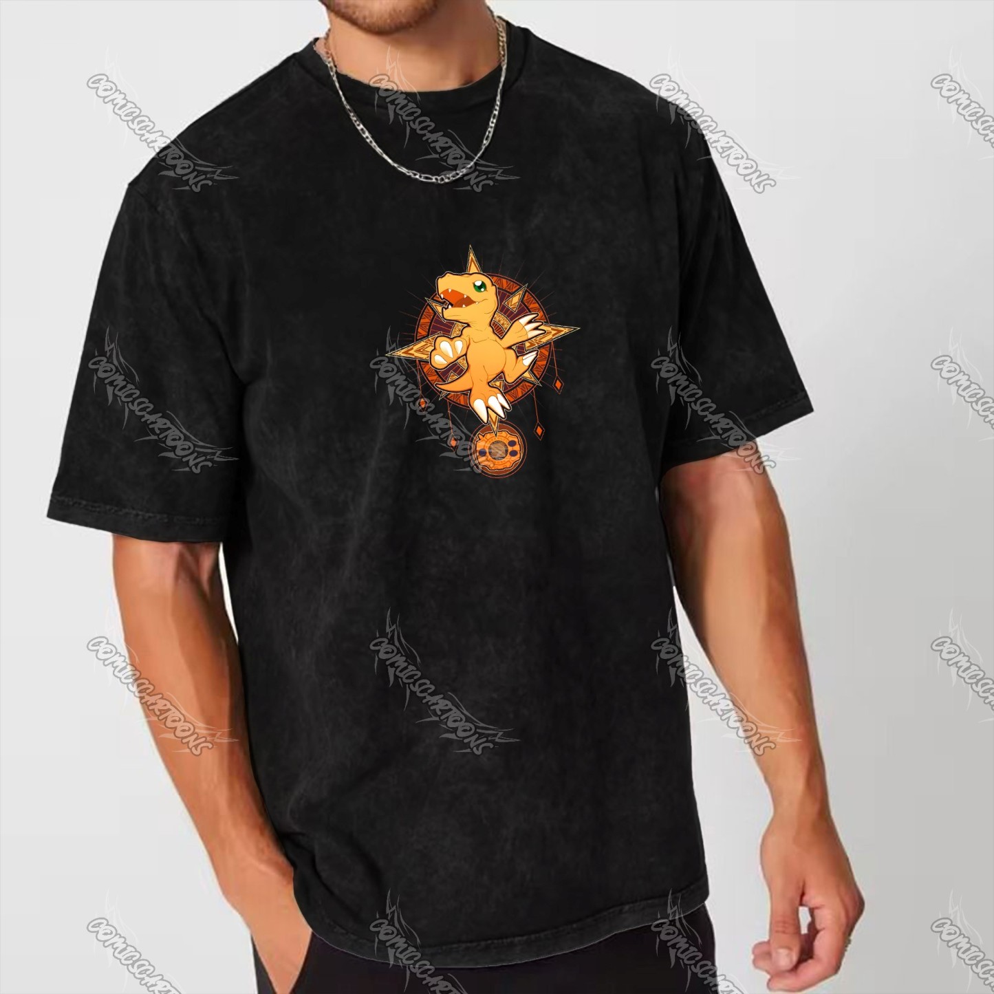 Vintage 3D Direct Inkjet Printed Washed Unisex T-Shirt