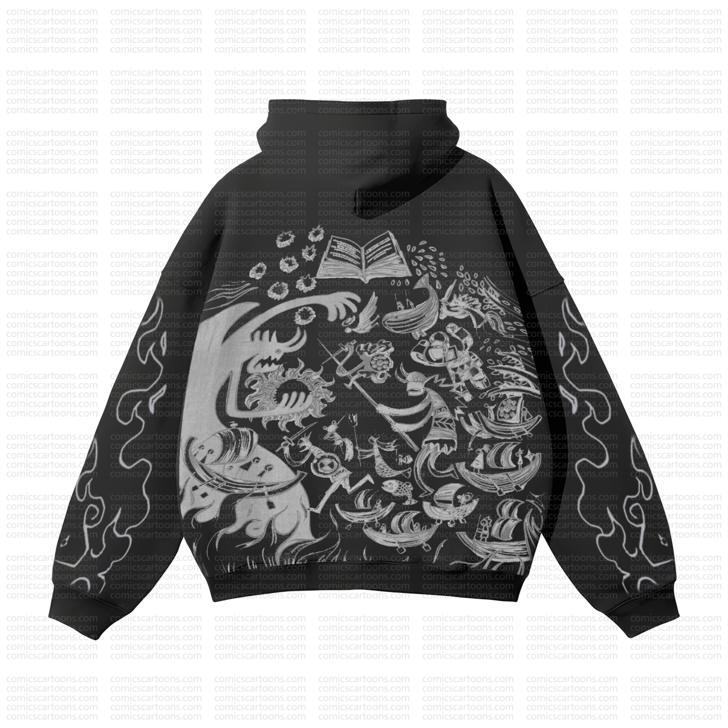 Unisex Anime Pattern Street Retro Plush Hoodie