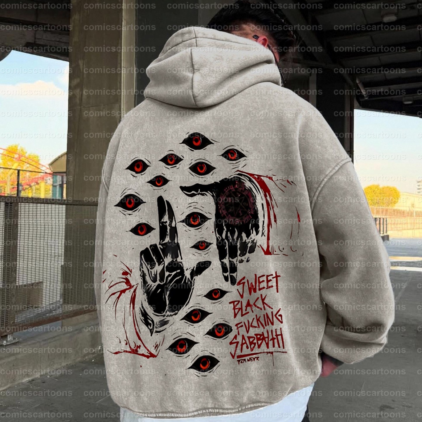 Vintage 3D Direct Inkjet Printed Washed Unisex Plush Hoodie