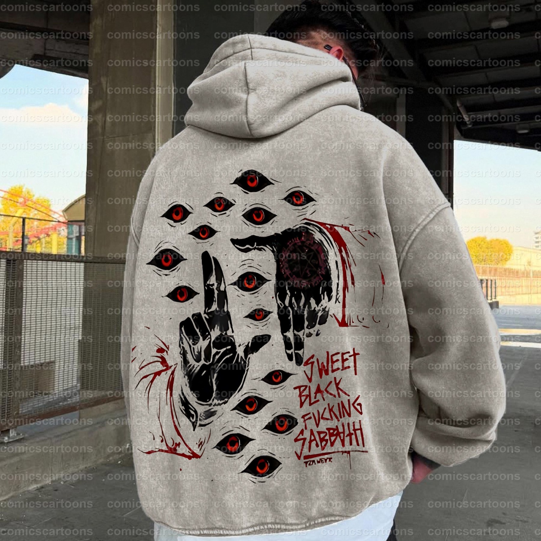 Vintage 3D Direct Inkjet Printed Washed Unisex Plush Hoodie