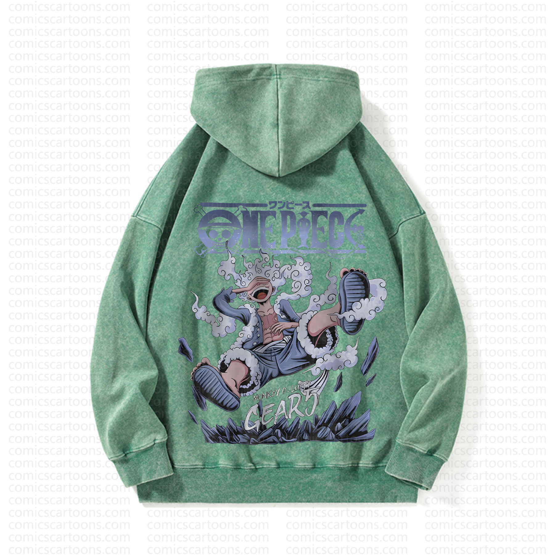 Unisex Anime Graphic Streetwear Vintage Washed Hoodie