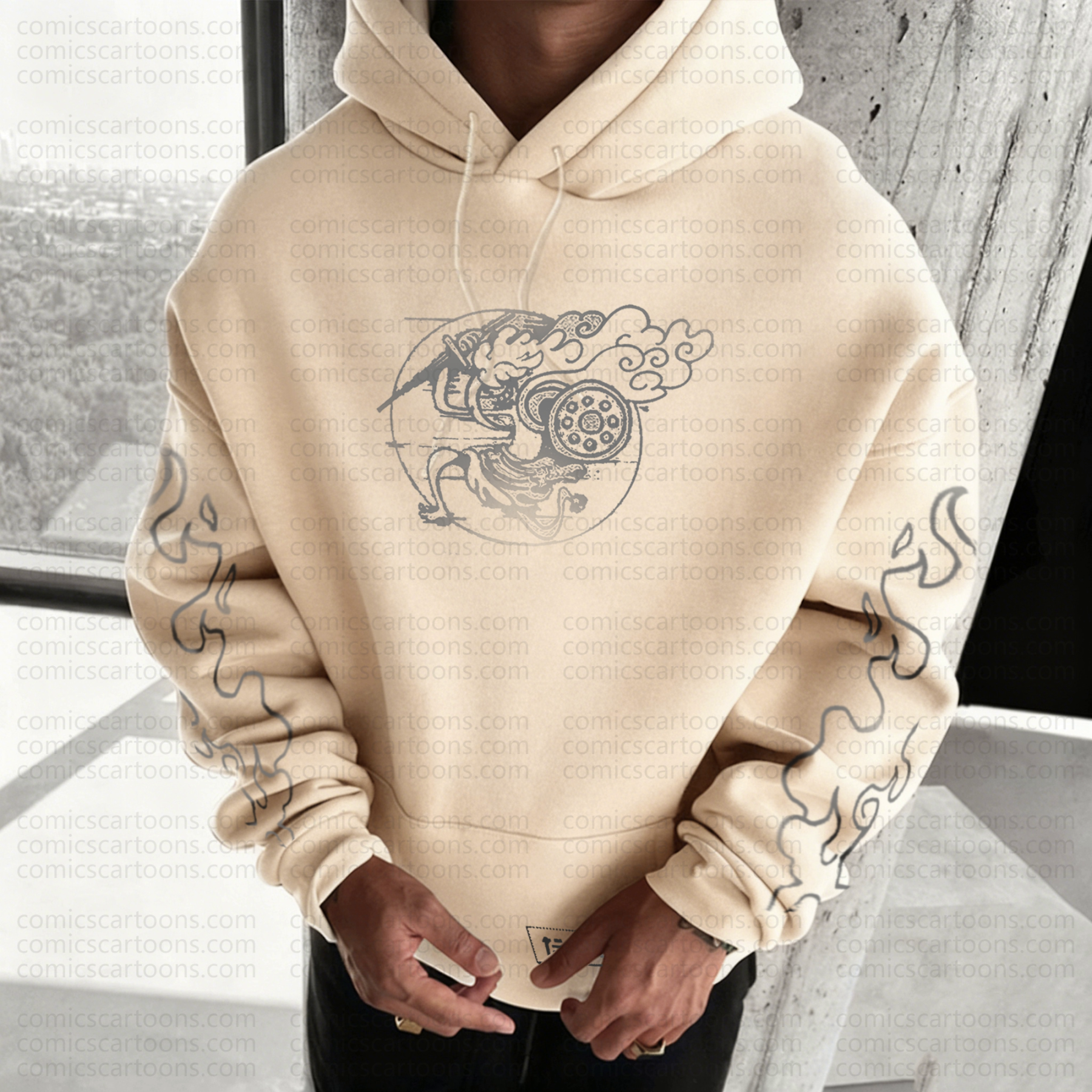 Unisex Anime Pattern Street Retro Plush Hoodie