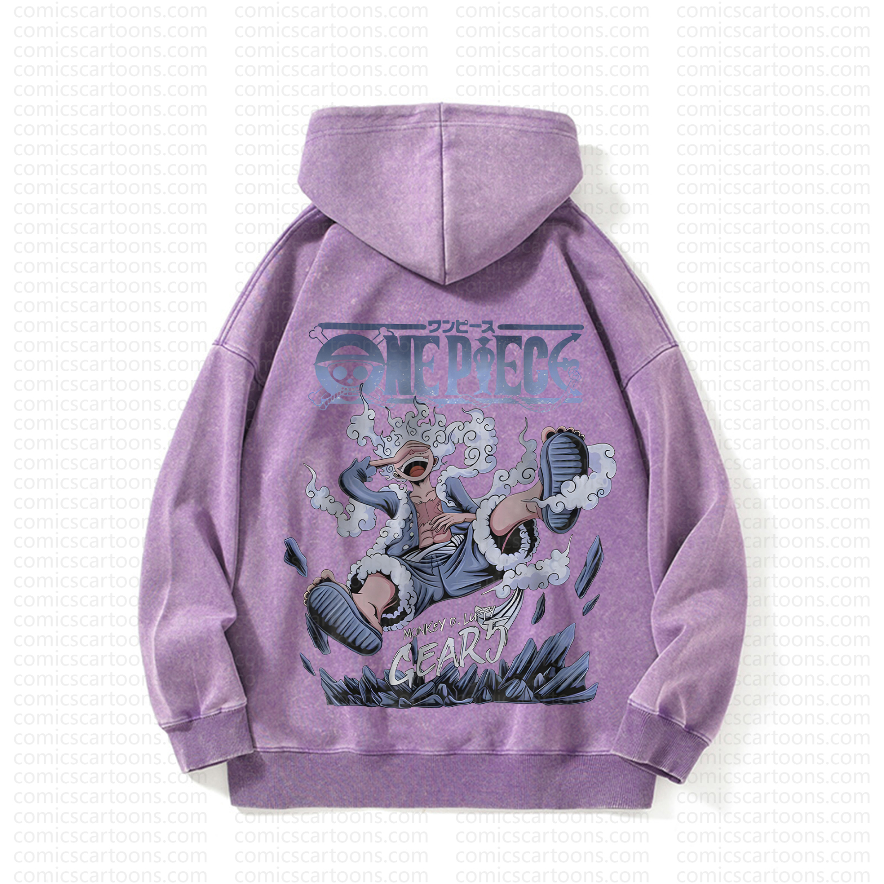 Unisex Anime Graphic Streetwear Vintage Washed Hoodie