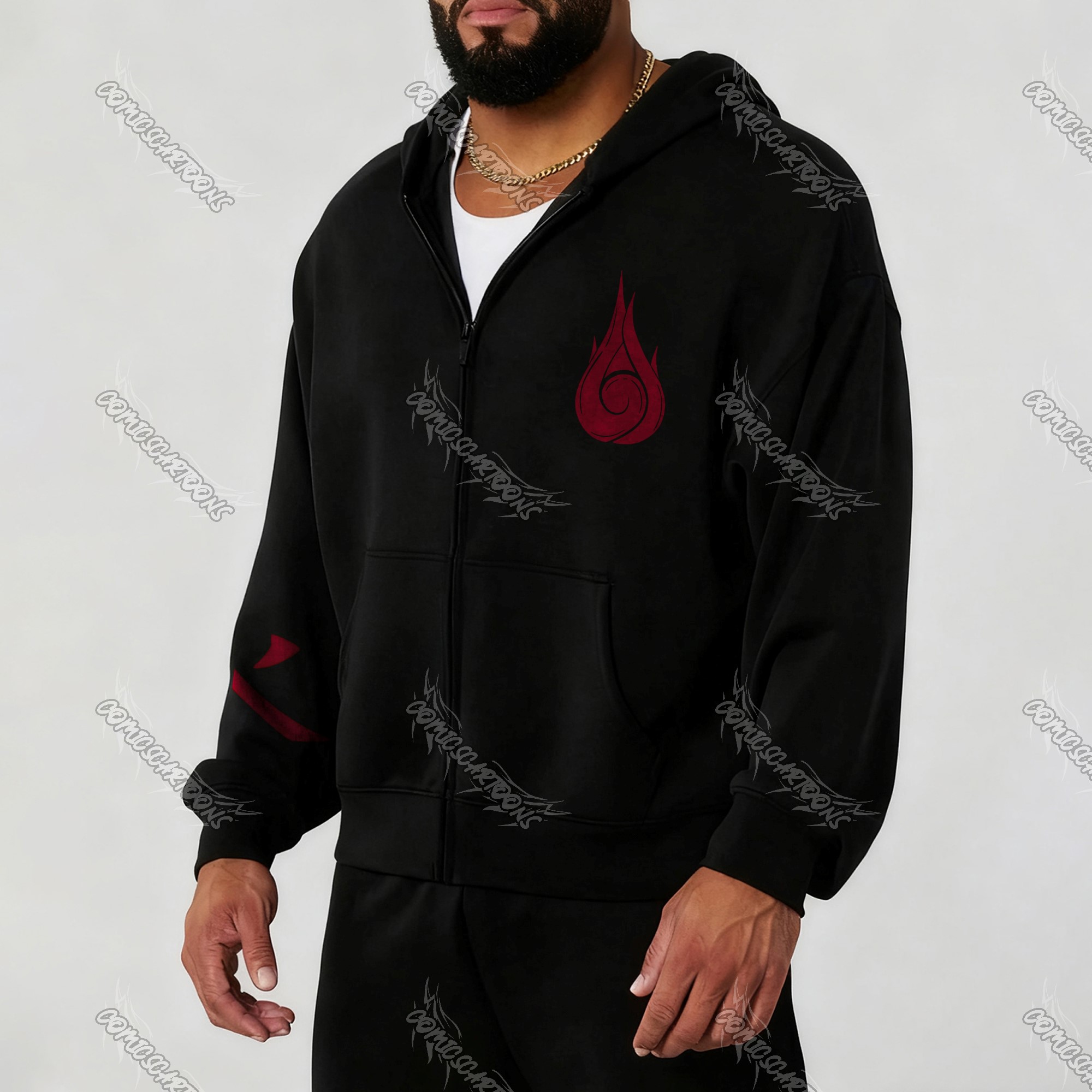 (Naruto)Unisex Graphic Streetwear Vintage Zipper Cardigan Plush Hoodie