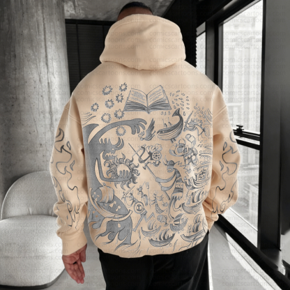 Unisex Anime Pattern Street Retro Plush Hoodie