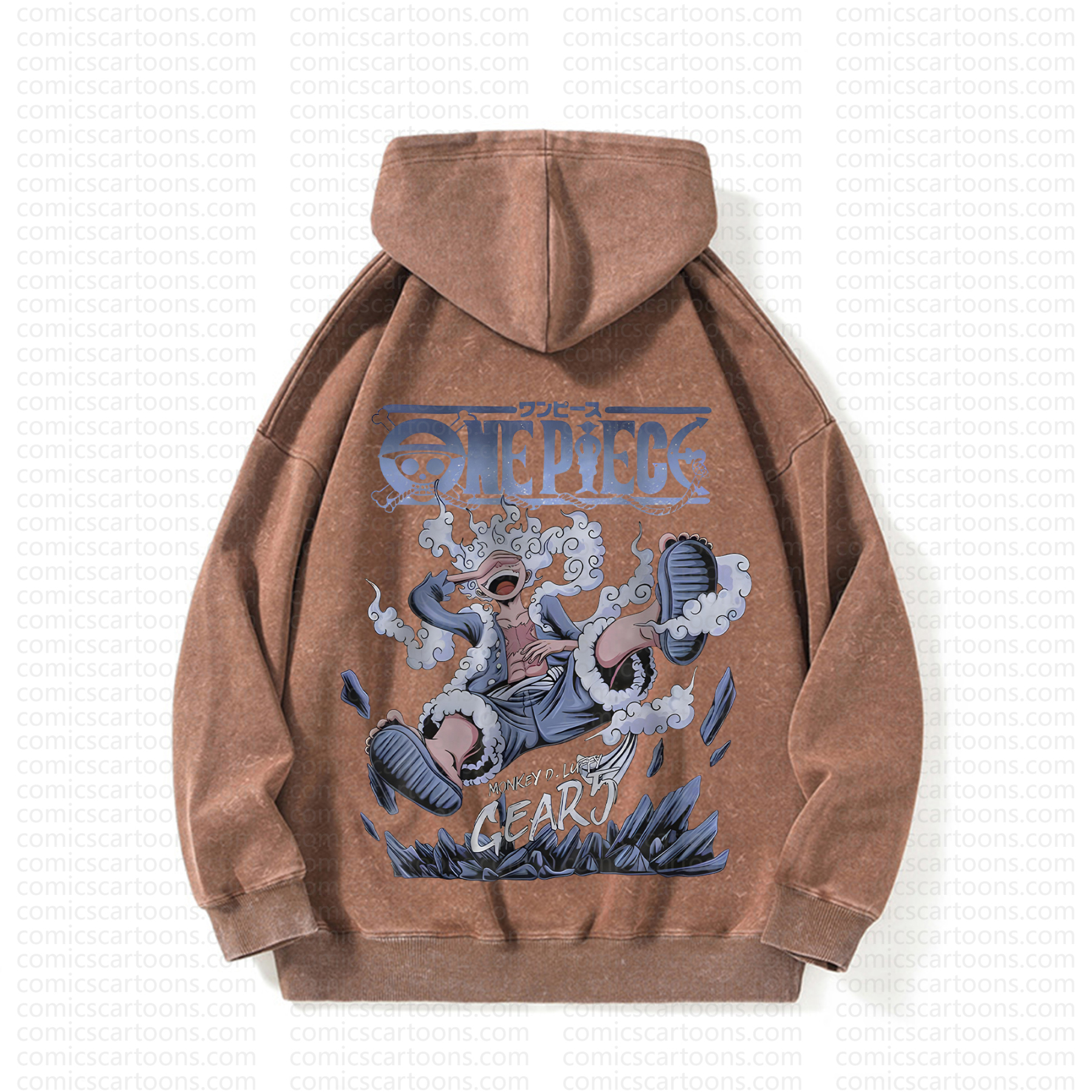 Unisex Anime Graphic Streetwear Vintage Washed Hoodie