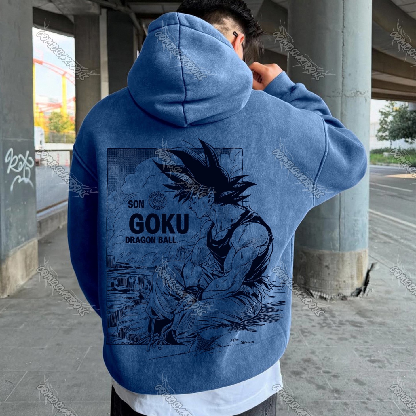 Unisex Anime Graphic Water wash Streetwear Vintage Hoodi