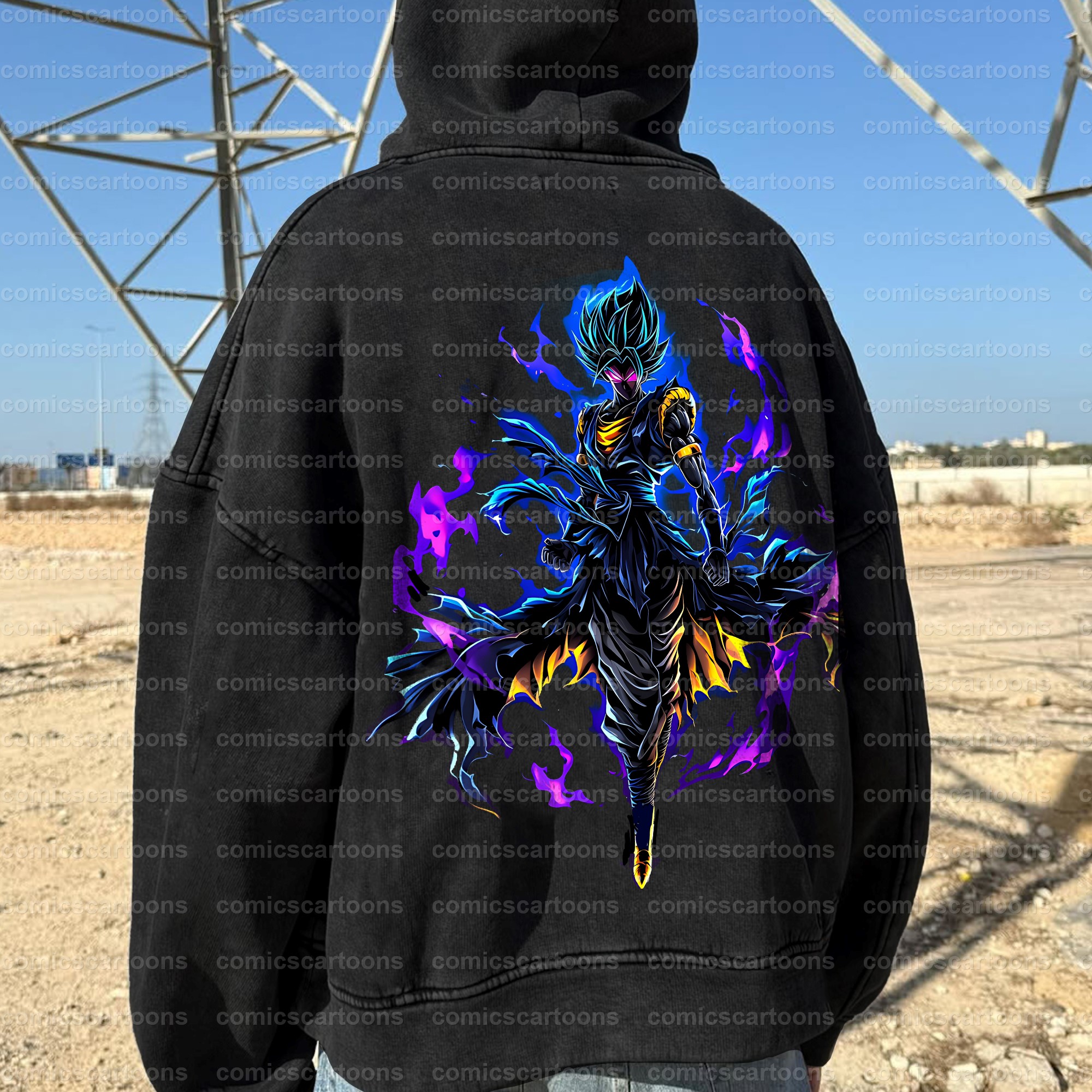 Unisex Anime Graphic Water wash Streetwear Vintage Hoodie