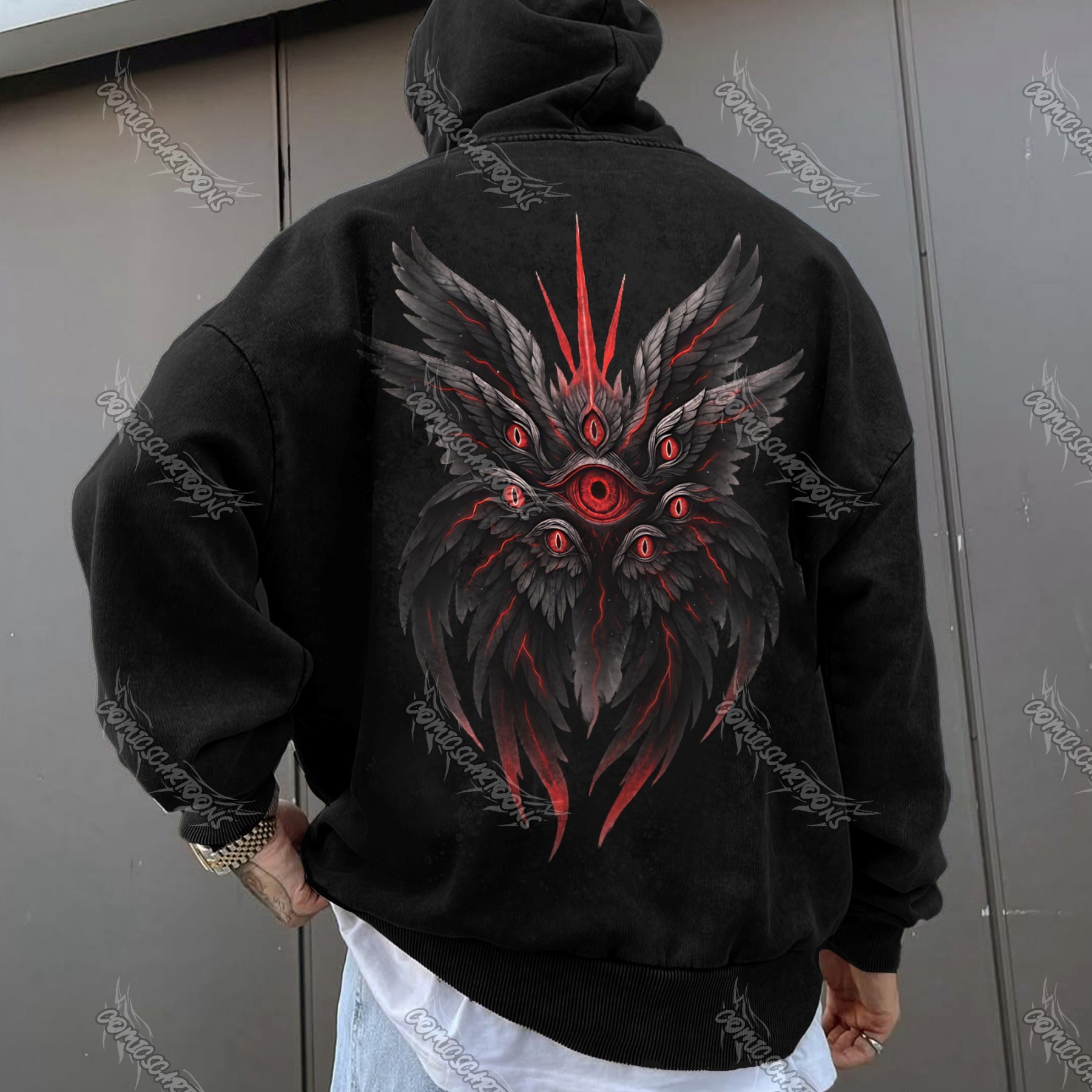 Unisex Anime Graphic Streetwear Vintage Washed Hoodie